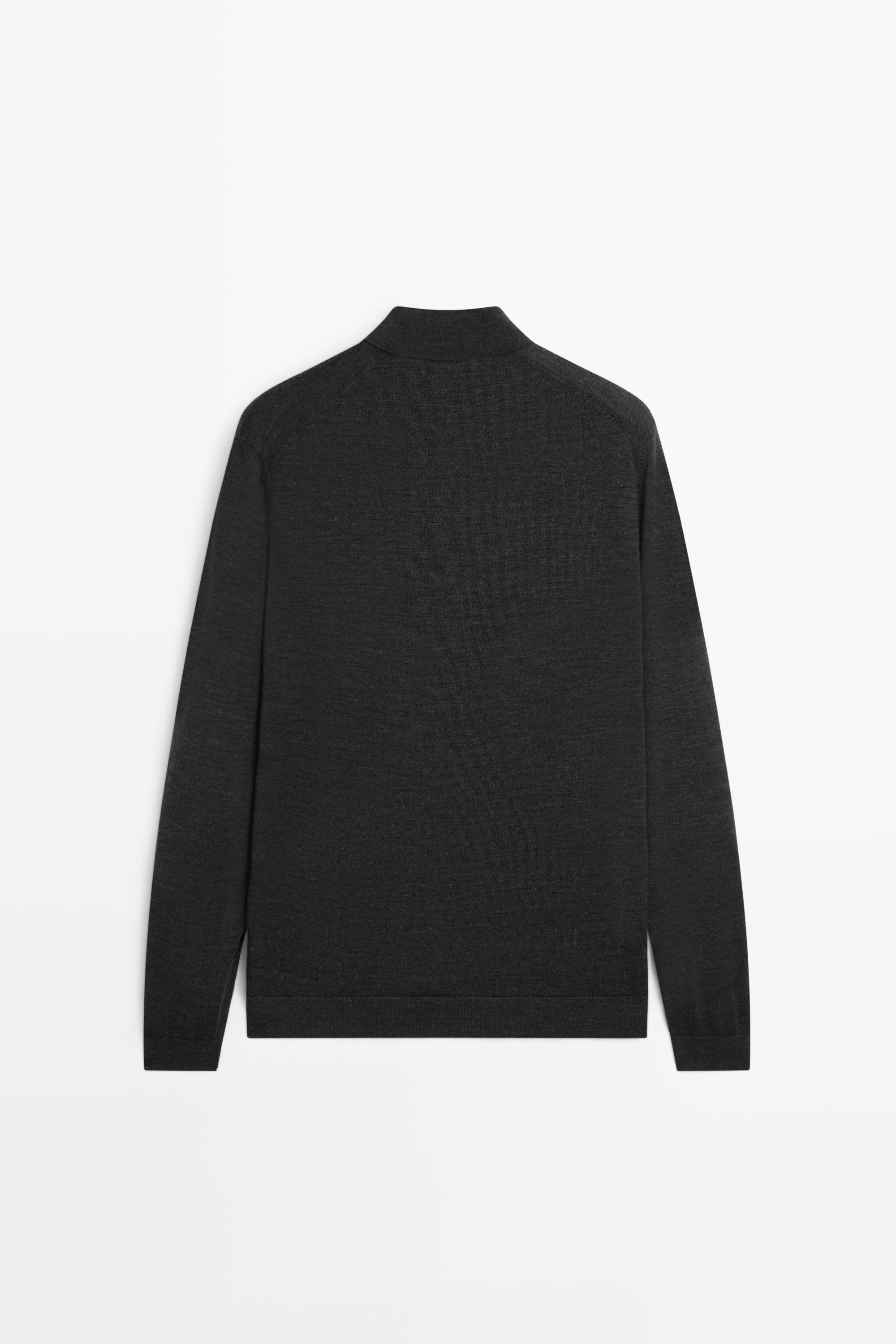 100% merino wool knit polo sweater
